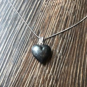 Stone Grey Heart Charm Necklace